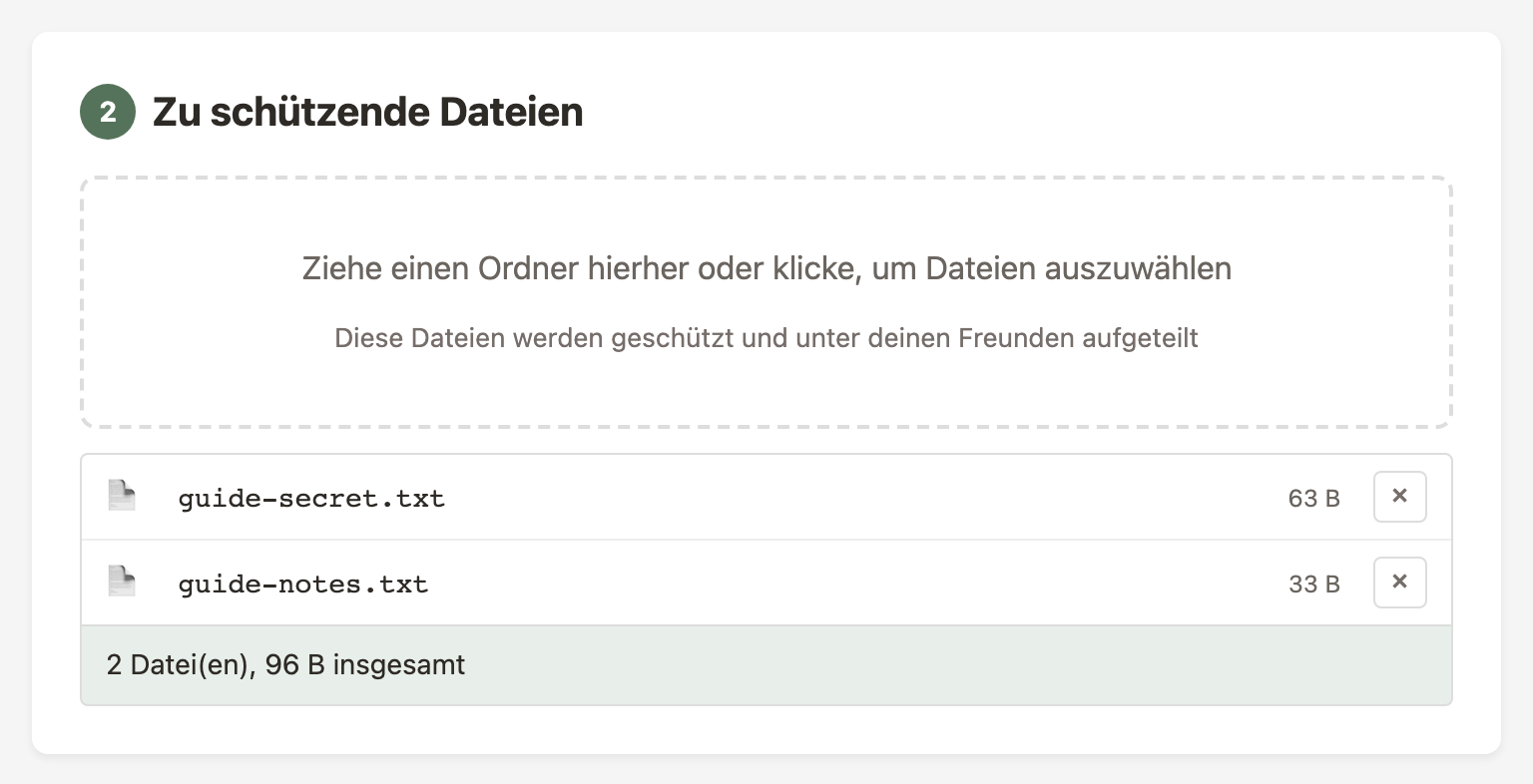 Dateien hinzufügen in Schritt 2