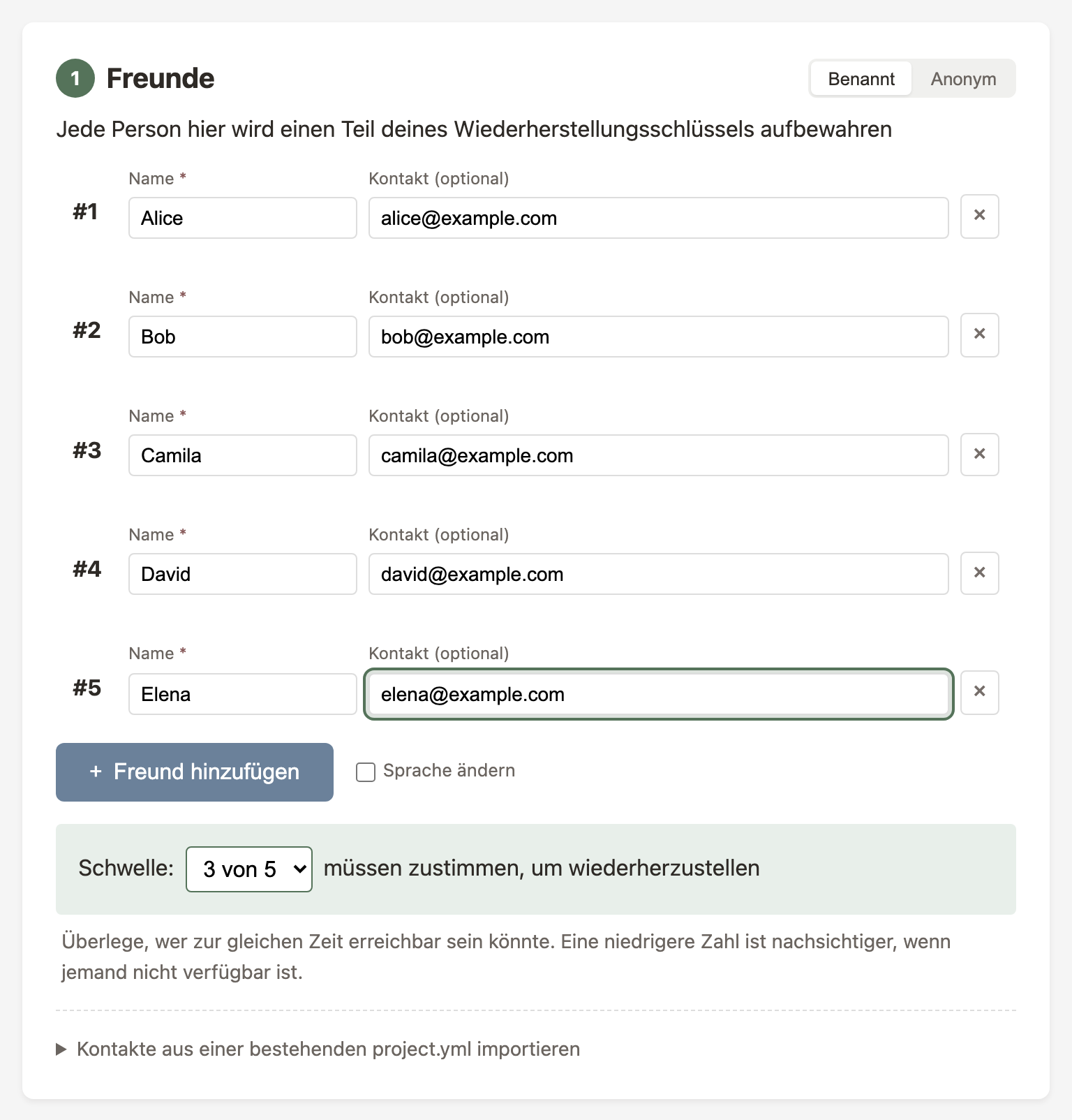 Freunde hinzufügen in Schritt 1