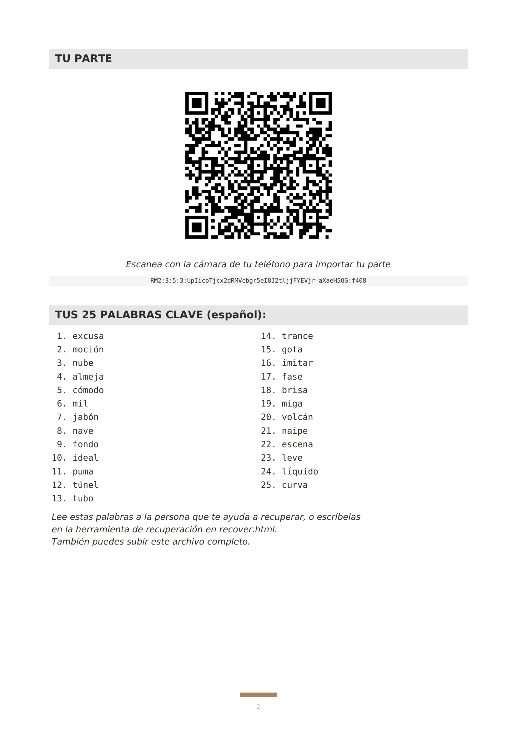 recover.pdf opened in Spanish